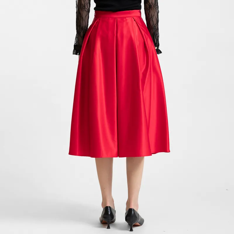 LIZZY Casual Long Skirts Women's Red-1
