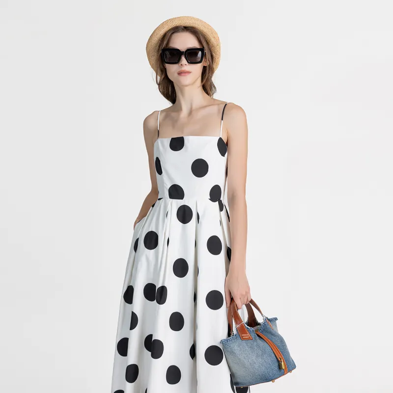 LIZZY Slip Dress Women's Black And White Dot-2
