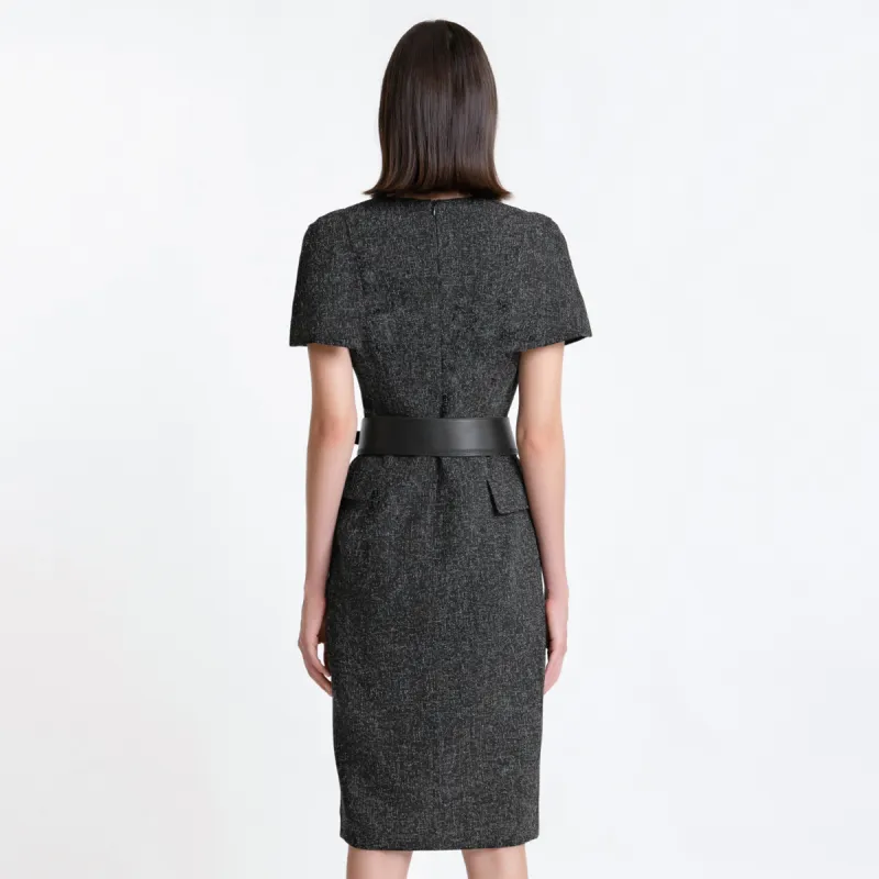 LIZZY Shawl Cape Short Sleeved Dress Women's Black-3