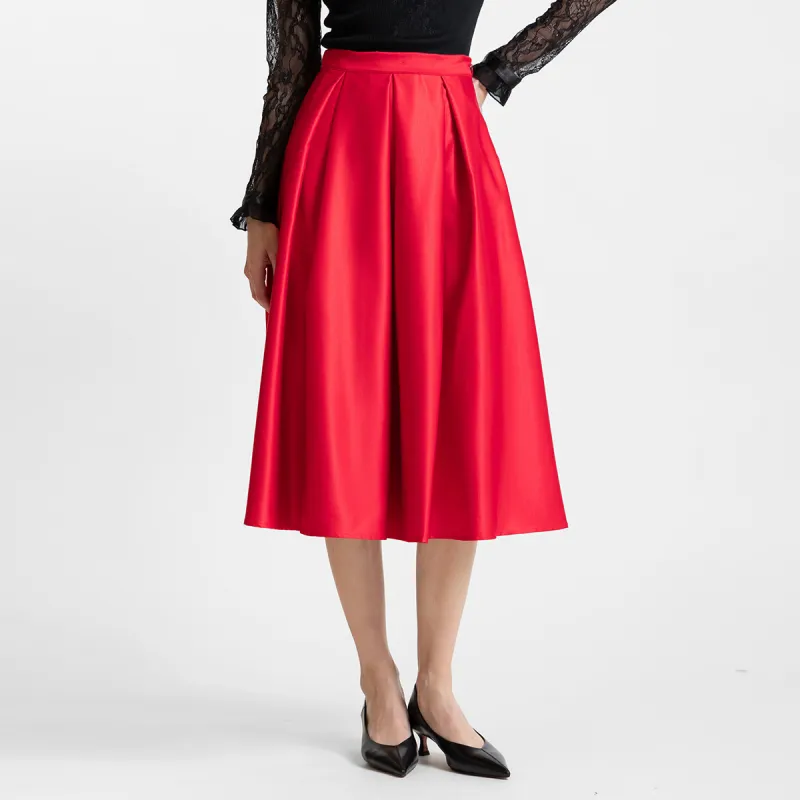 LIZZY Casual Long Skirts Women's Red-2
