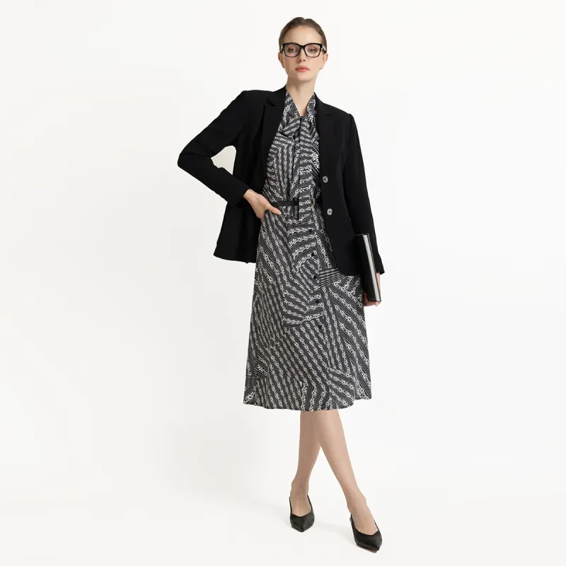 LIZZY Long Sleeved Dresses Women's Black White-4