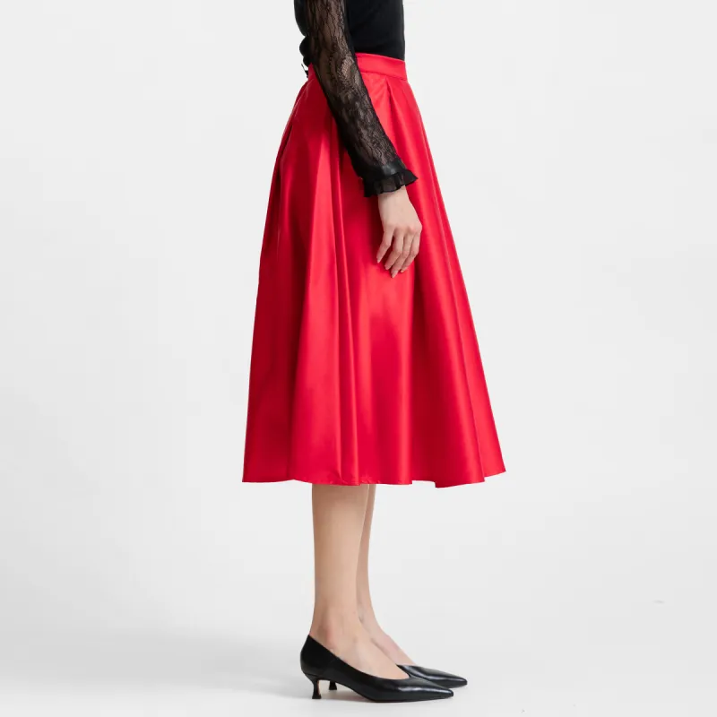 LIZZY Casual Long Skirts Women's Red-3