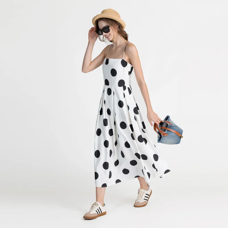 LIZZY Slip Dress Women's Black And White Dot-3