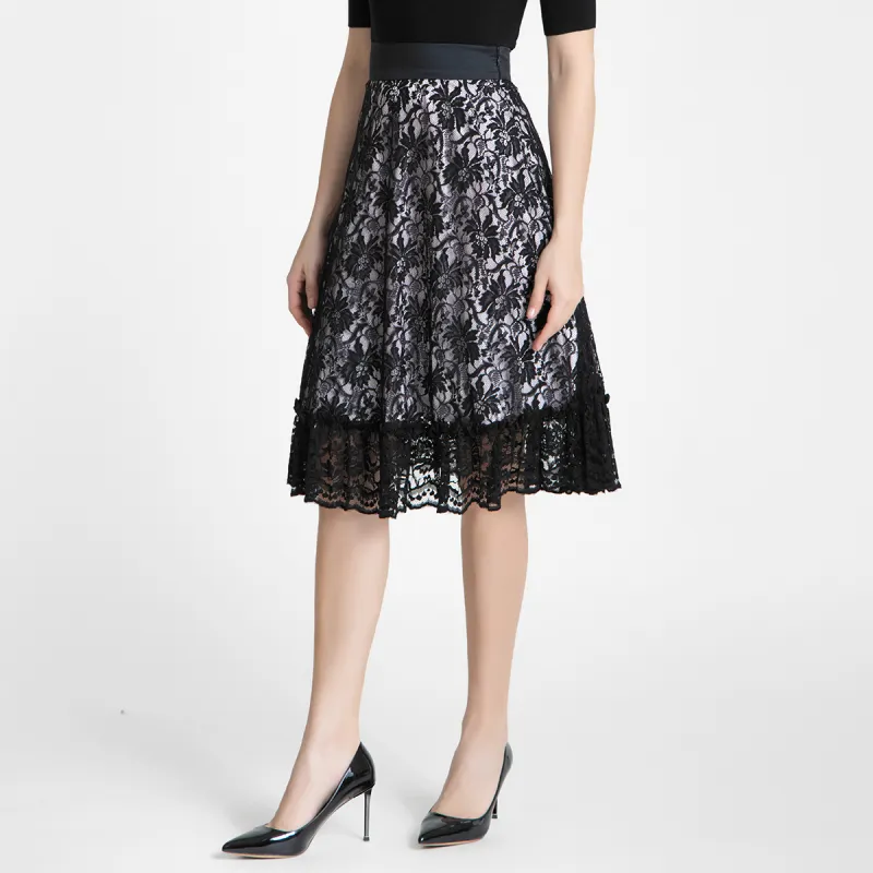 LIZZY Casual Long Skirts Women's Black-1