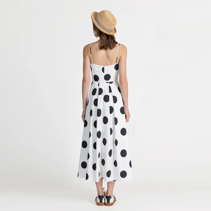 LIZZY Slip Dress Women's Black And White Dot-4