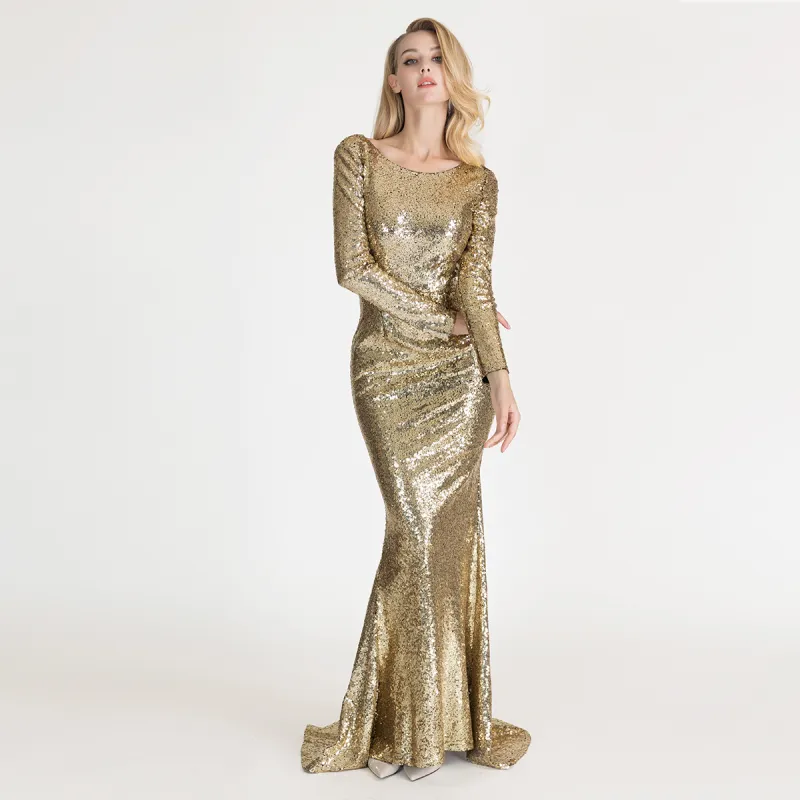 LIZZY Long Sleeved Dress Women's Gold-2