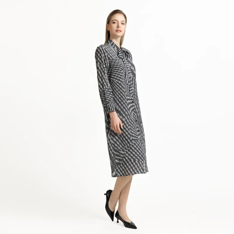 LIZZY Long Sleeved Dresses Women's Black White-2
