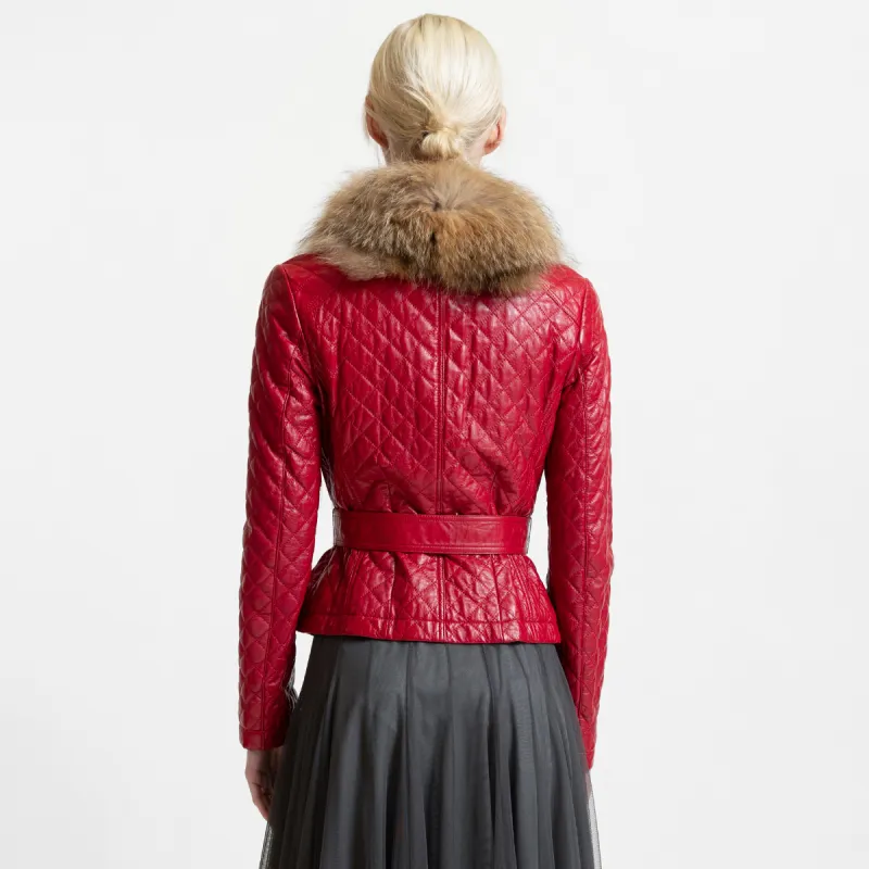 LIZZY Leather Jacket Women's Red-1