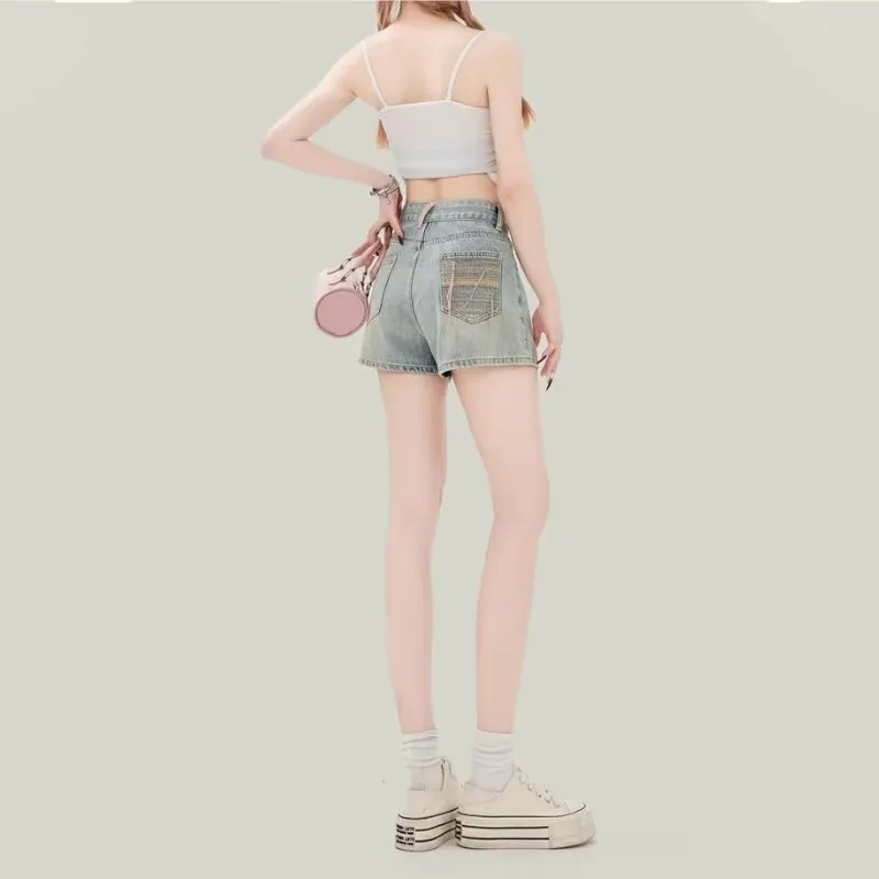 Ordifen Denim Shorts Women's Light Blue-1