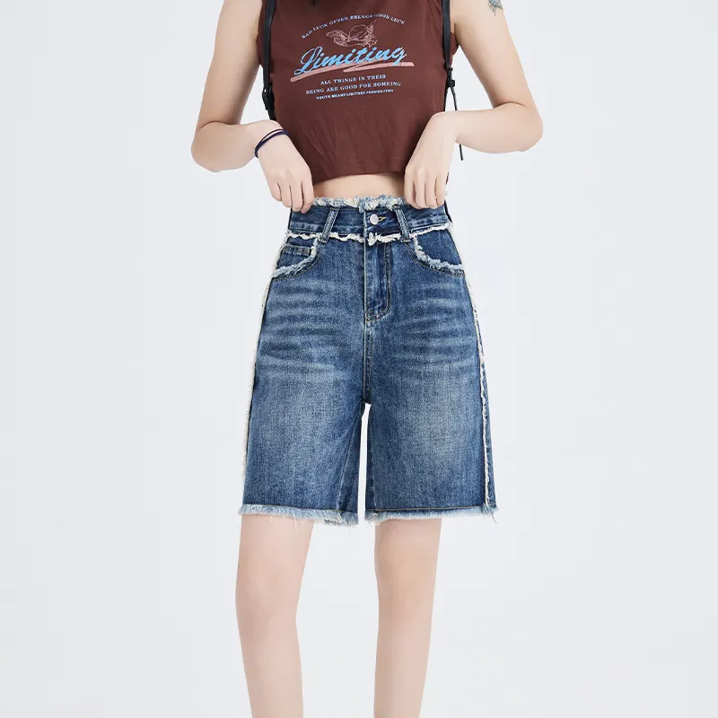 Ordifen Denim Shorts Women's Vintage Blue-3