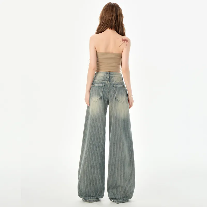 Ordifen Jeans Women's Stripe Blue-3