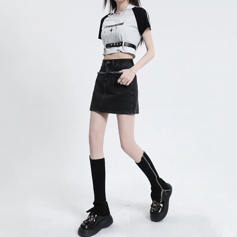 Ordifen Denim Short Skirts Women's-6