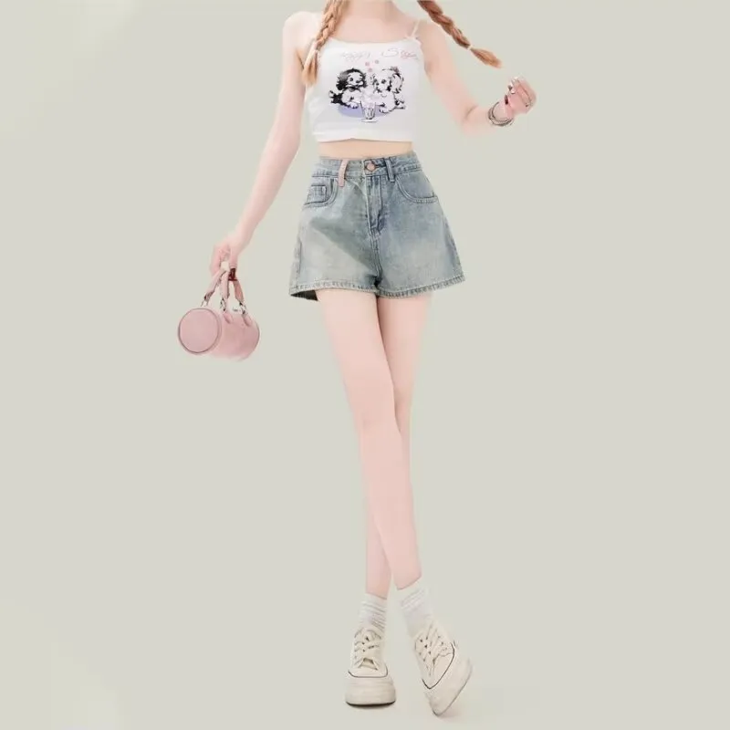 Ordifen Denim Shorts Women's Light Blue-5