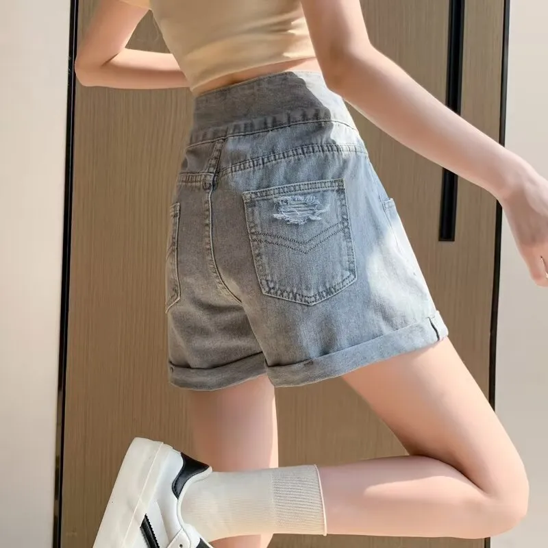 Ordifen Denim Short Skirts Women's Blue-3