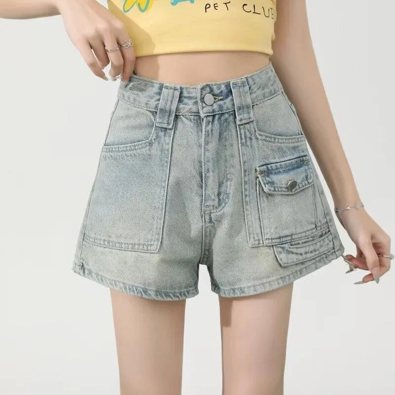 Ordifen Denim Shorts Women's Light Blue-6