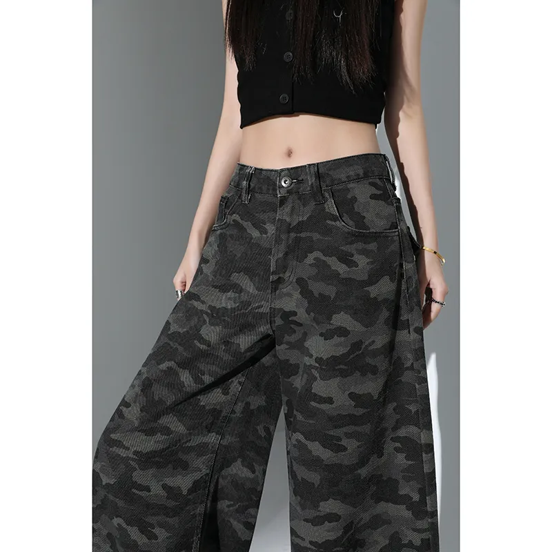 Ordifen Jeans Women's Camouflage Gray-2