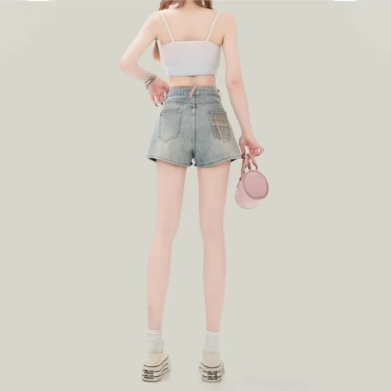 Ordifen Denim Shorts Women's Light Blue-3