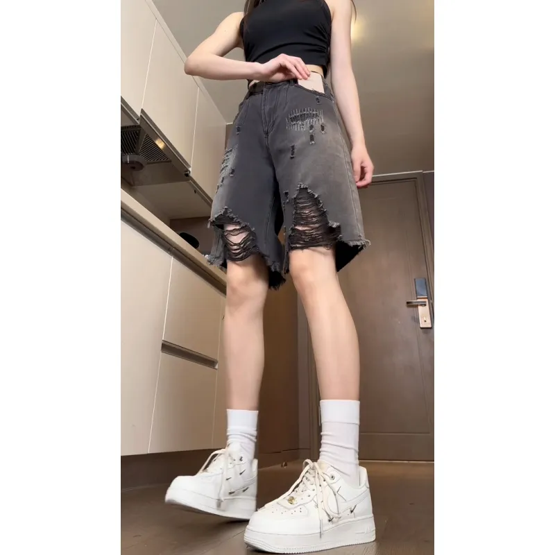 Ordifen Denim Shorts Women's Black-6