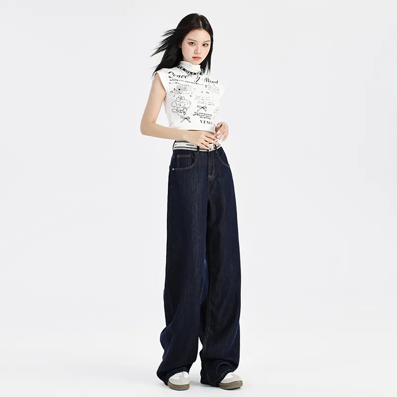 Ordifen Jeans Women's Denim Dark Blue-2