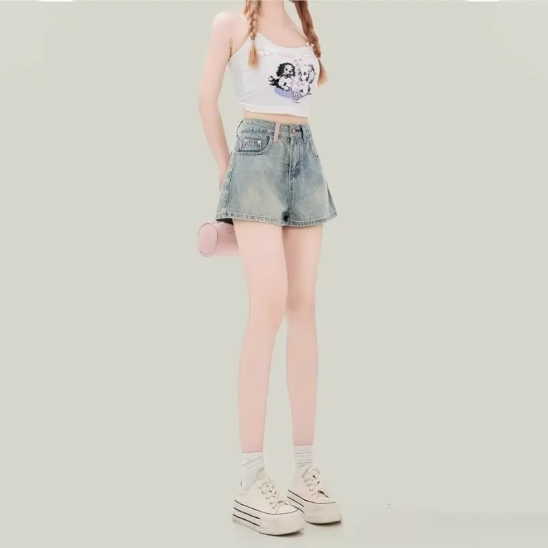 Ordifen Denim Shorts Women's Light Blue-2