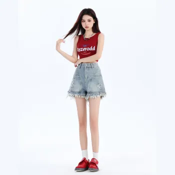 Ordifen Denim Shorts Women's Blue