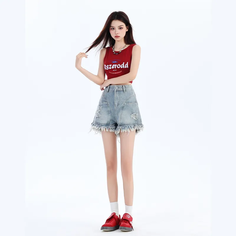 Ordifen Denim Shorts Women's Blue-0
