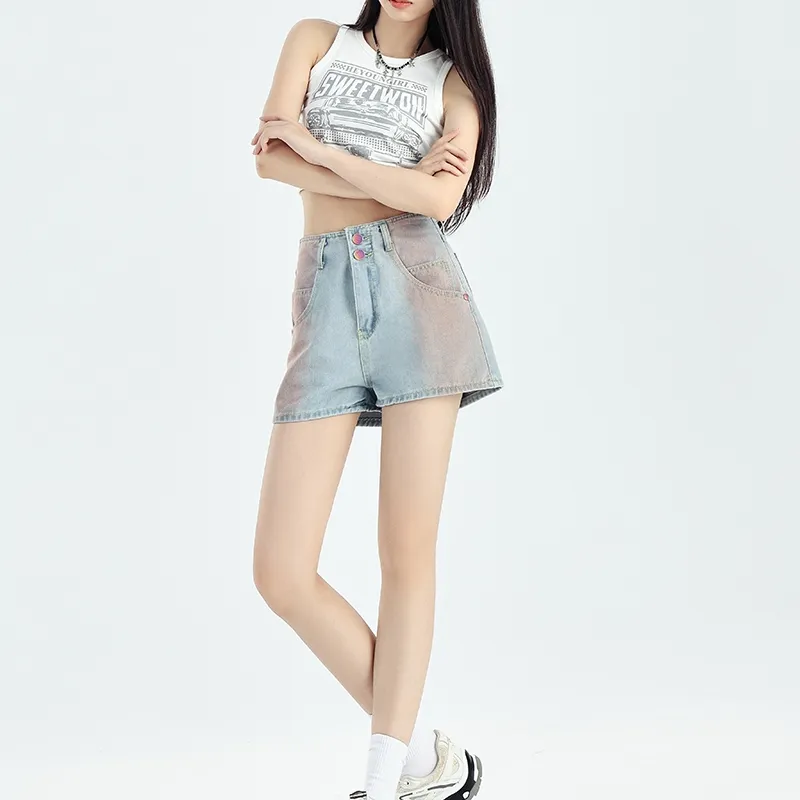 Ordifen Denim Shorts Women's Light Blue-2