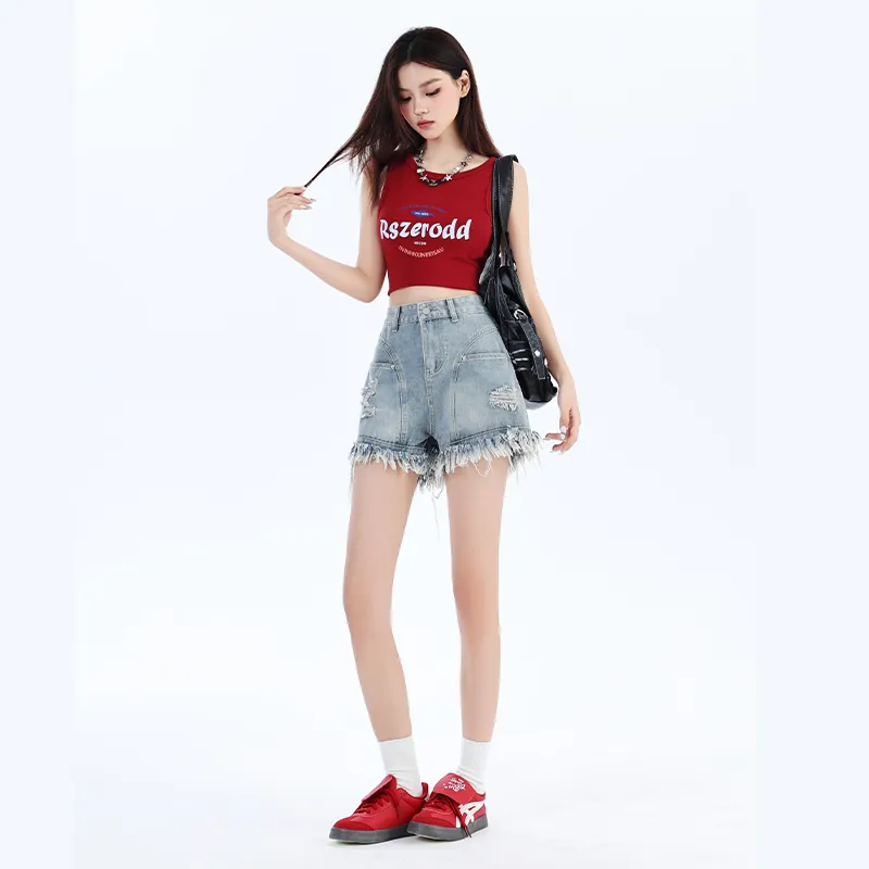 Ordifen Denim Shorts Women's Blue-1