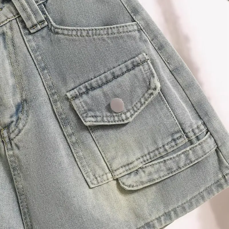 Ordifen Denim Shorts Women's Light Blue-2