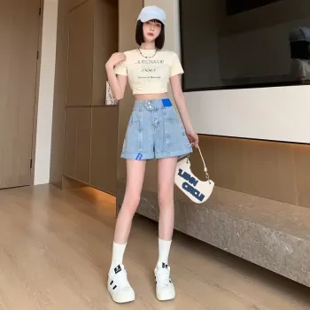 Ordifen Denim Short Skirts Women's Blue