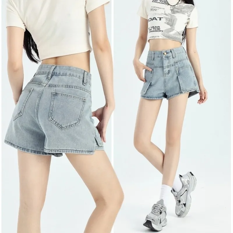 Ordifen Denim Shorts Women's Light Blue-5