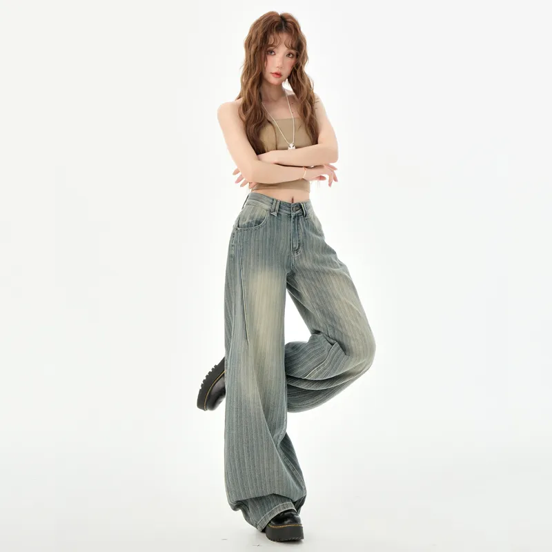 Ordifen Jeans Women's Stripe Blue-4