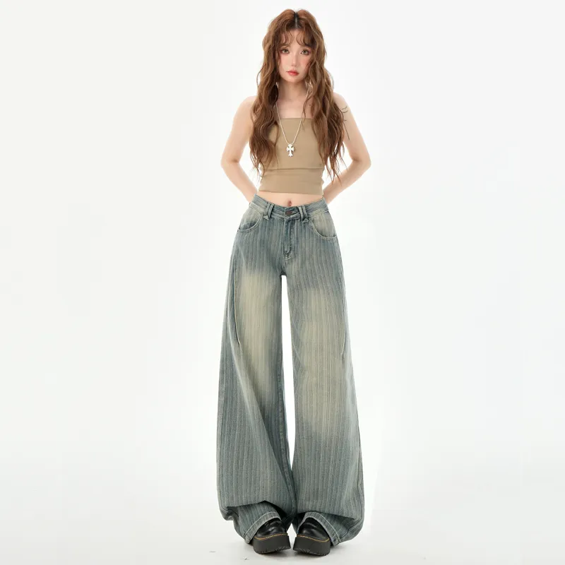 Ordifen Jeans Women's Stripe Blue-5