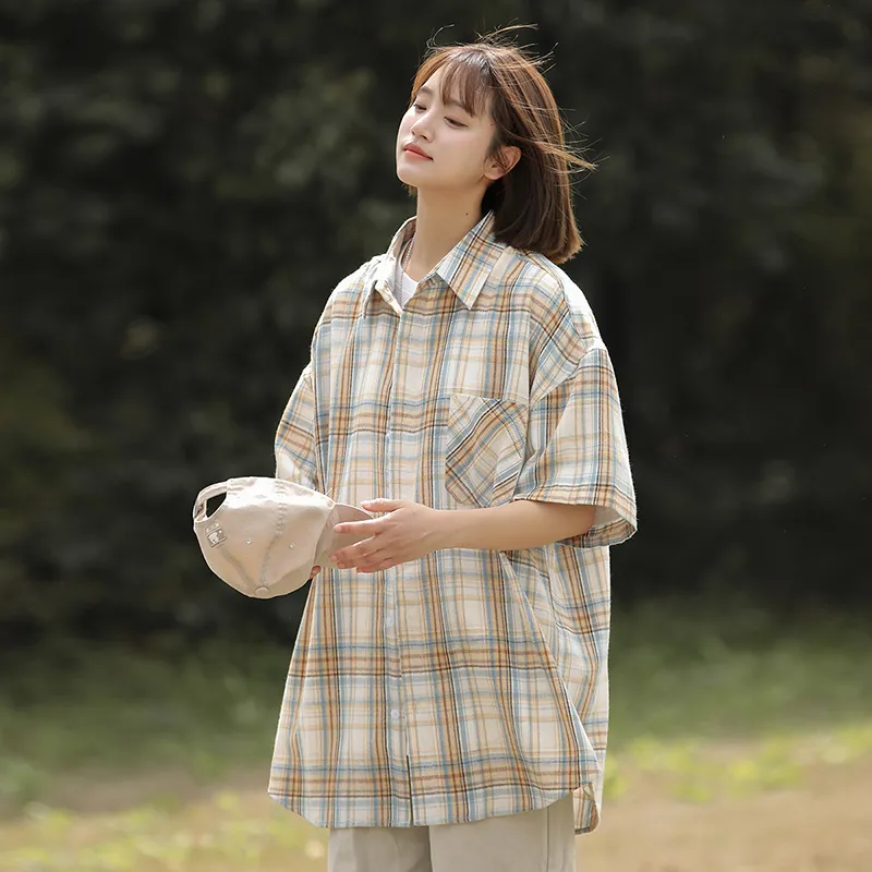 Ordifen Shirts Women's Yellow Plaid-3