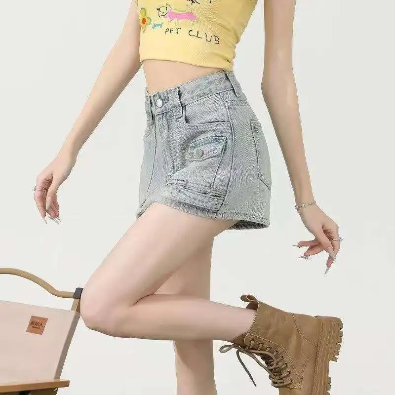 Ordifen Denim Shorts Women's Light Blue-5