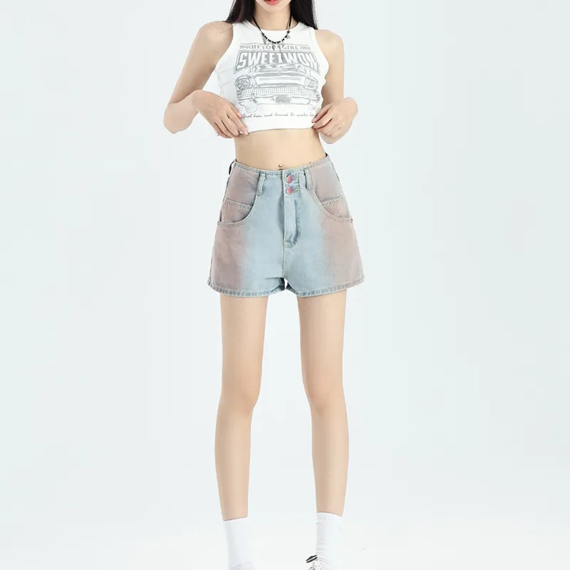 Ordifen Denim Shorts Women's Light Blue-3