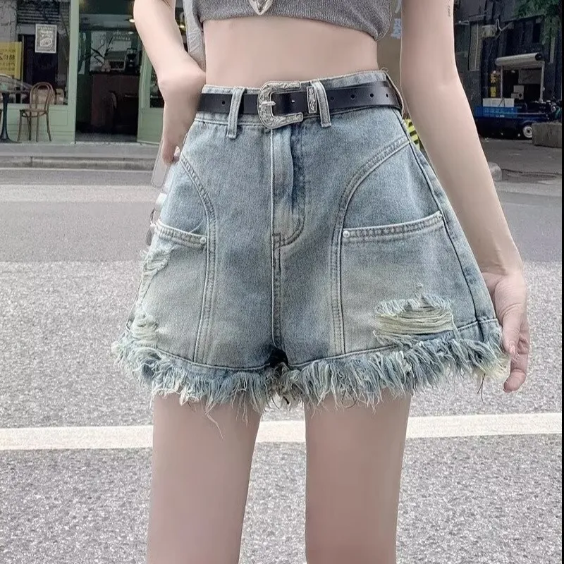 Ordifen Denim Shorts Women's Blue-4