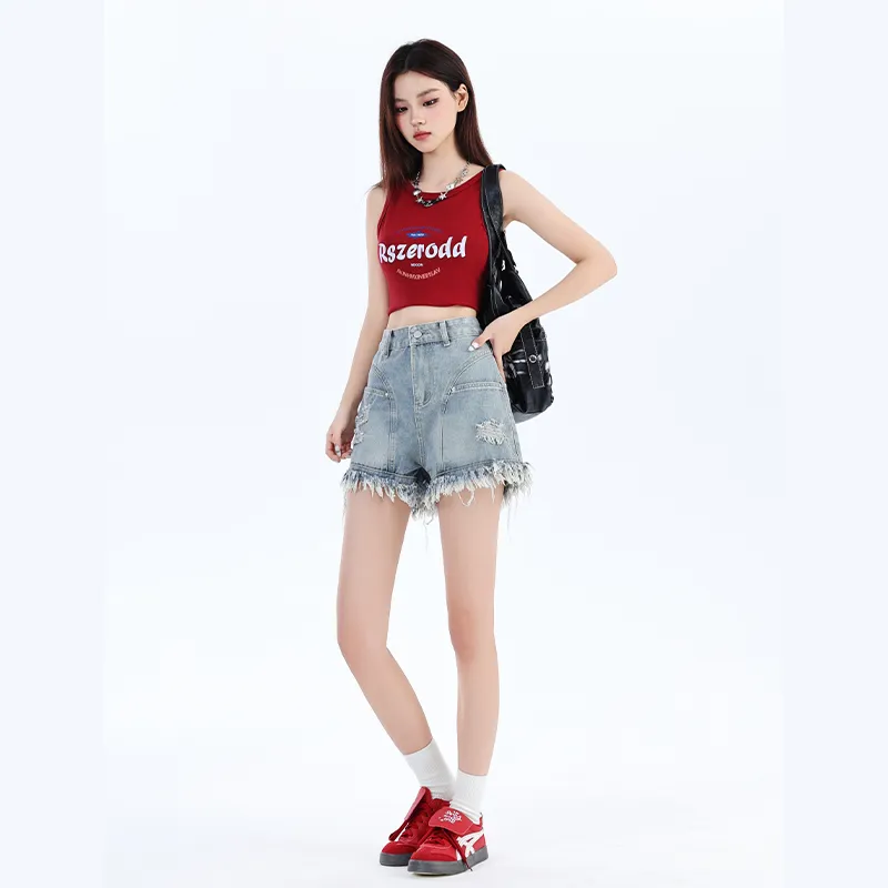 Ordifen Denim Shorts Women's Blue-2