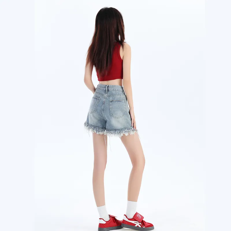 Ordifen Denim Shorts Women's Blue-3