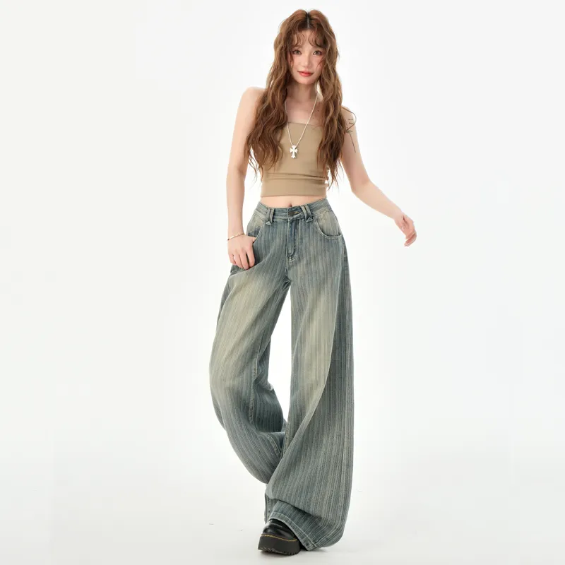 Ordifen Jeans Women's Stripe Blue-2