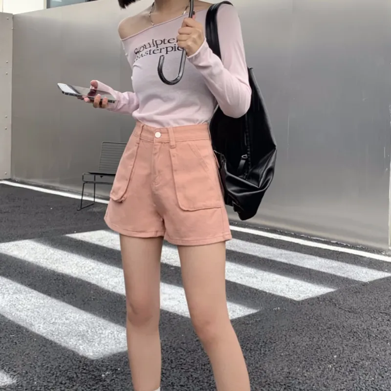 Ordifen Denim Shorts Women's Pink-6