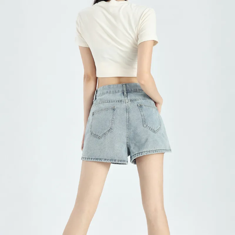 Ordifen Denim Shorts Women's Light Blue-4