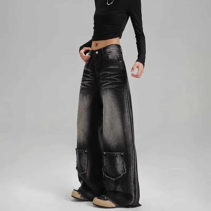 Ordifen Jeans Women's Black Gray Color-2