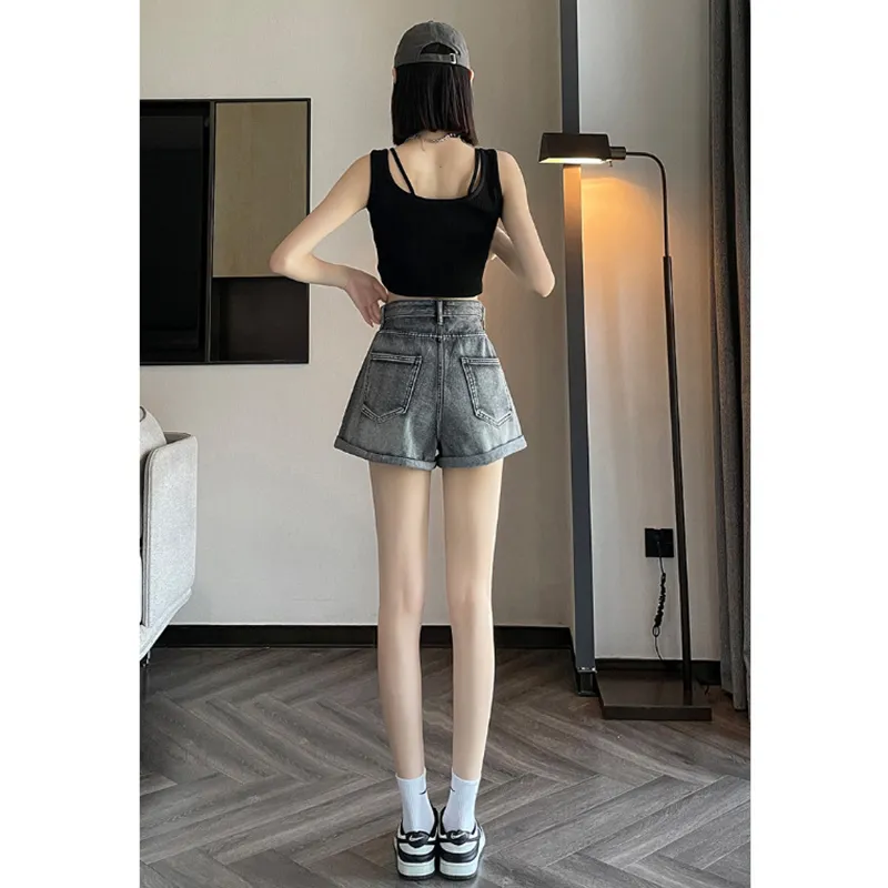 Ordifen Denim Shorts Women's Black Gray Color-1