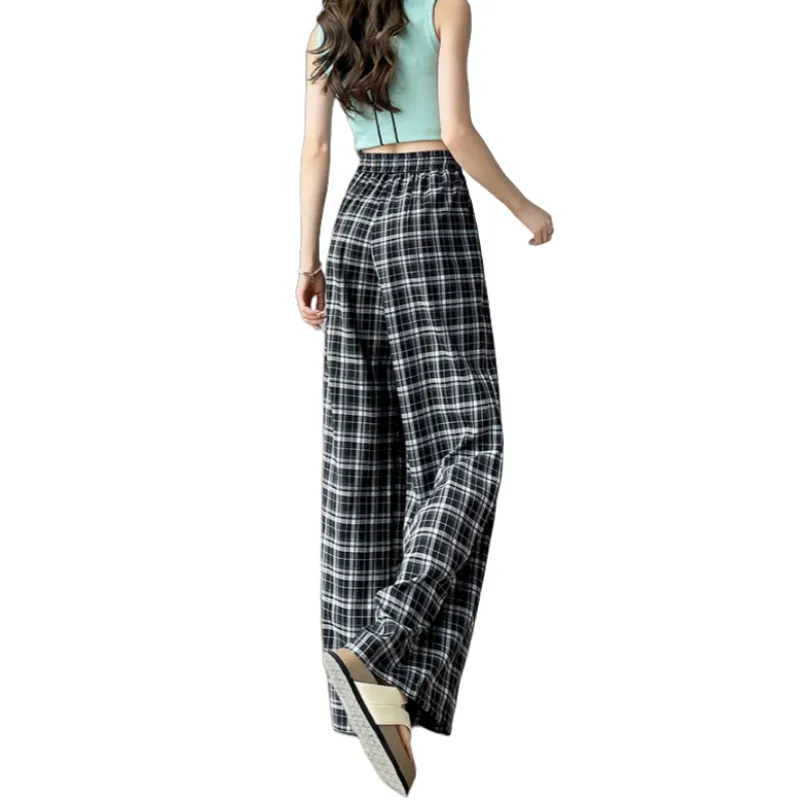 Ordifen Casual Pants Women's Black Plaid-2