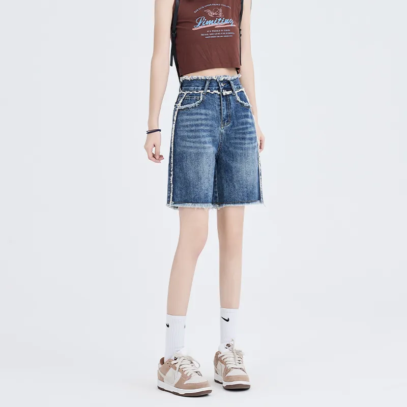 Ordifen Denim Shorts Women's Vintage Blue-2