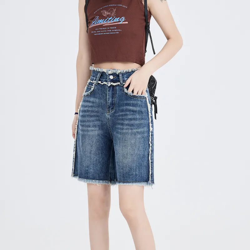 Ordifen Denim Shorts Women's Vintage Blue-4