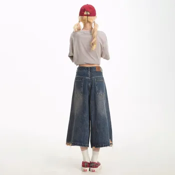 Ordifen Denim Shorts Women's Vintage Blue