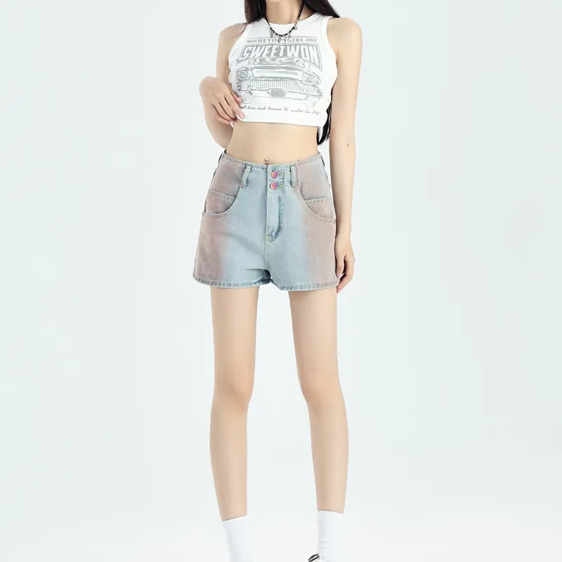 Ordifen Denim Shorts Women's Light Blue-4