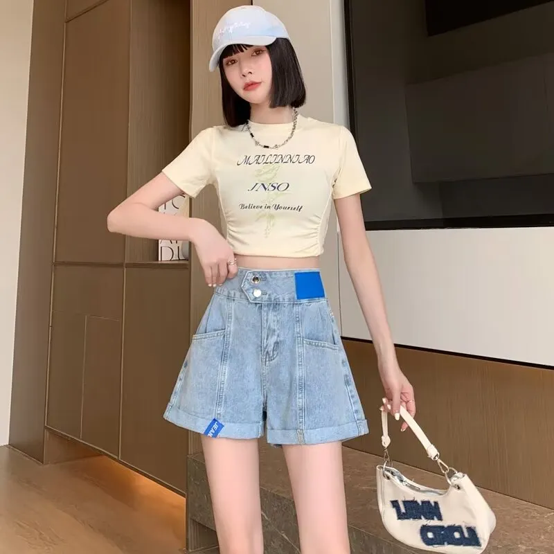 Ordifen Denim Short Skirts Women's Blue-2